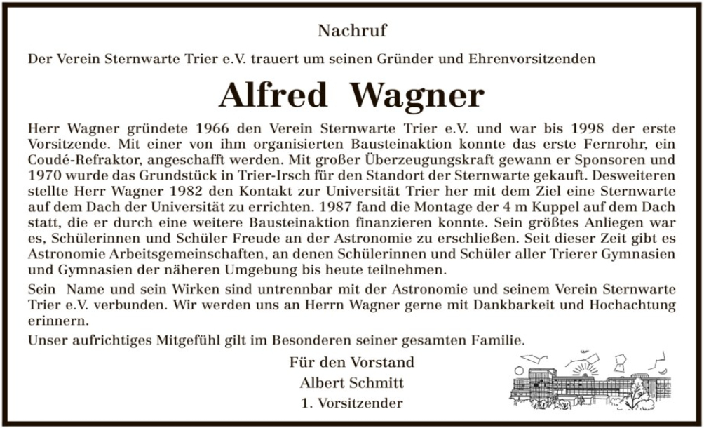 Nachruf Alfred Wagner